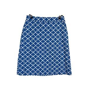 Boden Francesca A-Line Skirt Womens 2 Blue Geometric Print Knee Length Cotton